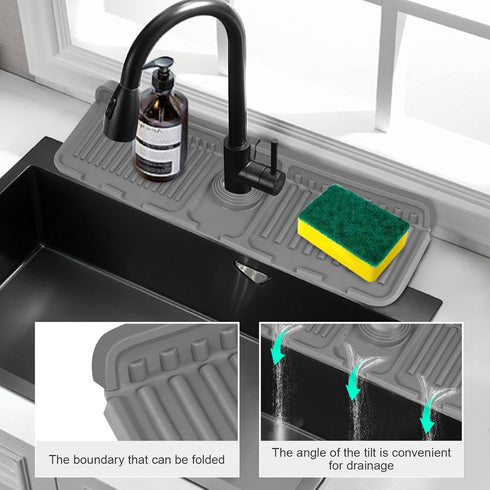 Sink Splash Guard Protects Against Water Splash, Kitchen Sink Area Splash Guard, Faucet Drain Pad Keep Countertop Cleaning and Drying,17.5 inch (G...
