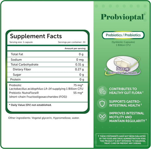Probvioptal Probiotics &Prebiotics 30 Capsules....