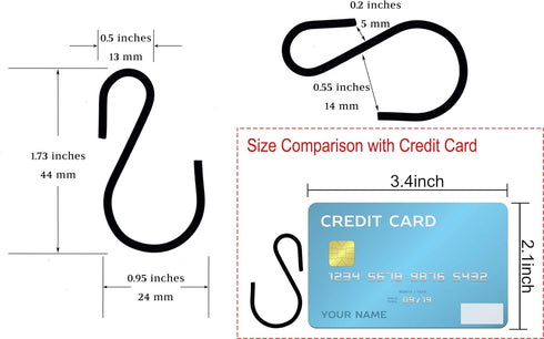 S Hooks for Hanging Plants, Clothes, Black S Shaped Hooks Made of Metal Iron, Heavy Duty S-hooks, 50 Pack...