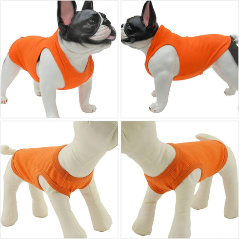 Lovelonglong 2019 Summer Pet Clothing, Dog Clothes Blank T-Shirts Ribbed Tanks Top Thread Vests for Large Medium Small Dogs 100% Cotton Orange S...