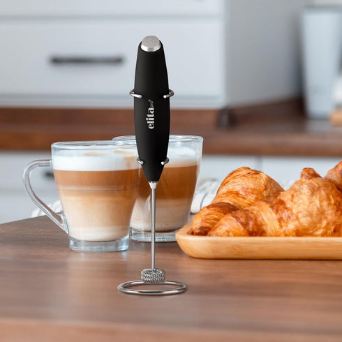 ElitaPro Powerful Milk Frother Wand - Handheld Coffee Frother - Mini Foam Maker With Stand - Whisk Drink Mixer & Foamer for Coffee, Latte, Cappucc...