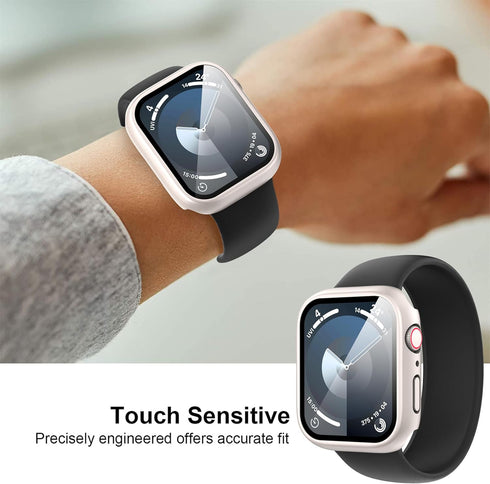 Suoman 3-Pack for Apple Watch Series 9 8 7 45mm Waterproof Case, 360° All-Round Protective Hard PC Tempered Glass Screen Protector for iWatch Seri...