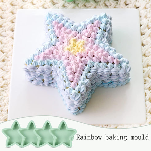SHANIABELLE 4Pcs Star-Shaped Layer Cake Pans Set, 6 Inch Baking Bakeware, Rainbow Cake Molds for Children's Day Pizza Vegetable Pancake and Resin ...