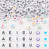Xilitata 600Pcs Flat Round Vowel Letter Beads 7x4mm with A E I O U Black Letters White alphabet Beads for Friendship Bracelet Jewelry Making Kit w...