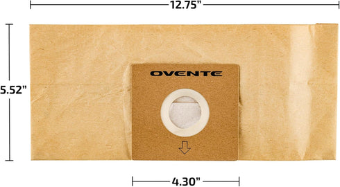 OVENTE Replacement Dust Bags for ST1600B, Compatible with Zing Canister Vacuum Series, Collect and Trap Dirt Efficiently, Compact Disposable Clean...