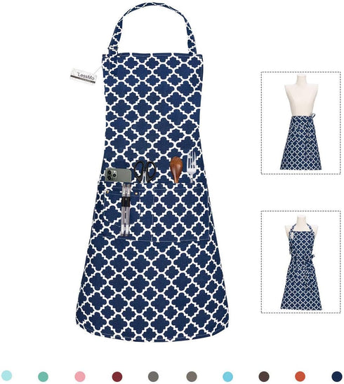 Kitchen Cooking Aprons with 3 Pockets for Men Women - Cotton Adjustable Professional Grade Chef Apron for Kitchen, BBQ & Grill (Blue)...
