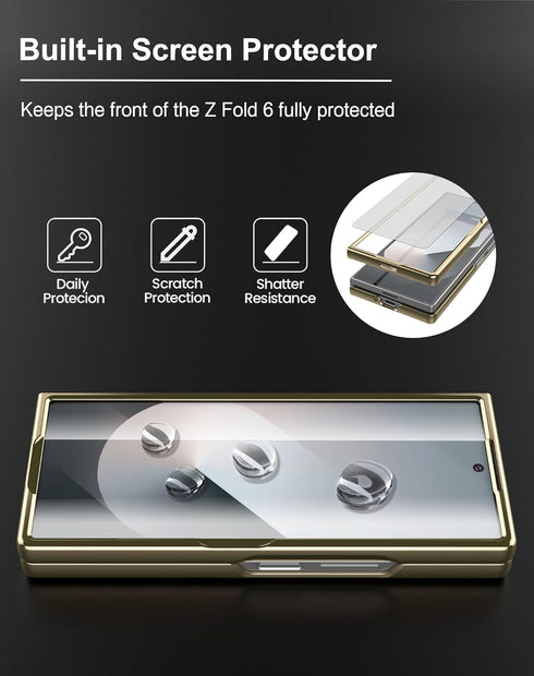 for Samsung Galaxy Z fold 6 5G Case, Ultra Slim Lightweight,PU Leather+ PC Material Hard Cover,Stylish Phone Case, Support Wireless Charging Case ...