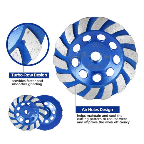 SALI 4.5 Inch Concrete Grinding Wheels 14 Turbo Diamond Segments 5/8-11 Arbor Diamond Grinding Wheel Fit for Paint, Epoxy, Mastic, Coating Removal...
