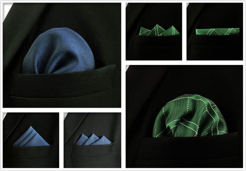 SHLAX&WING 5 Pieces Assorted Mens Silk Pocket Square Handkerchiefs Set 18...