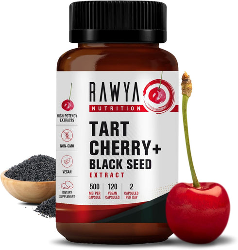 Nutrition, Tart Cherry Extract, Enhanced with Black Seed Powder, 120 Vegan Capsules, 500 mg per Capsule, Antioxidant, Helps to Sleep, Immune Syste...