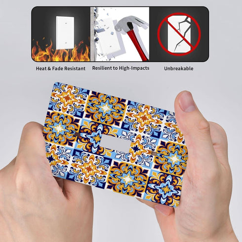 Mexican Talavera Tiles Single Toggle Light Switch Plate Cover Decor Wall Plate Cover For Home Bedroom Kitchen Decorative 4.5 * 2.76 Inches Standar...