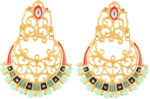 Efulgenz Indian Earrings for Women Indian Bollywood Crystal Rhinestone Faux Pearl Peacock Dangle Bridal Wedding Chandbali Earring Set Jewelry....