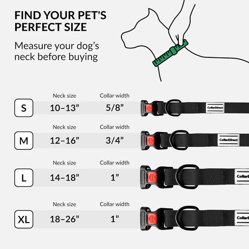 CollarDirect Adjustable Dog Collar Colorful Waterproof Pet Collars for Small Medium Large Dogs Puppy Pink Black Blue Mint Green Orange (Neck Fit 1...