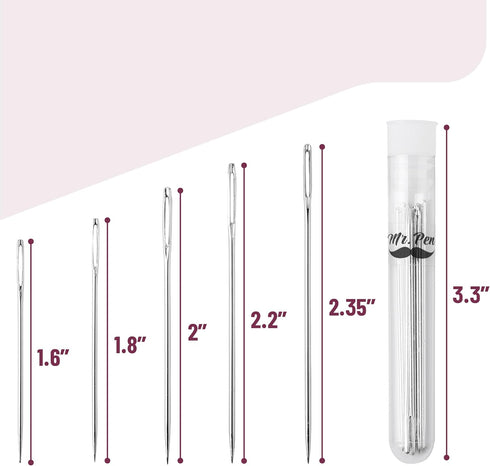 Mr. Pen- Large Eye Needles for Hand Sewing, 50 pcs, 5 Sizes, Silver, Embroidery Needles for Hand Sewing...