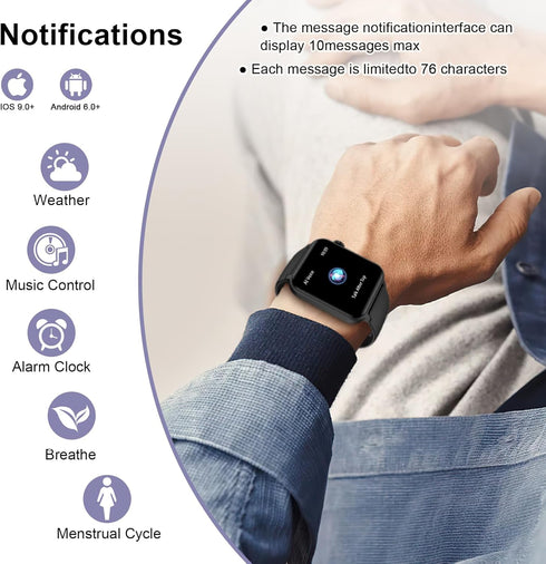 IOWODO Smart Watch for Men Women - 1.85''HD Screen with Make and Answer Calls, with AI Voice Assistant, SpO2/Heart Rate/Sleep Monitor, 100+ Sports...