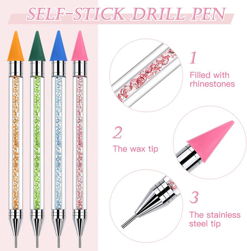ZYNERY 4 PCS Wax Pen, Diamond Painting Pens No Wax Needed Self-Stick Drill Pens, Diamond Art Pens for DIY Crafts Painting Cross-Stitch Nail Art...