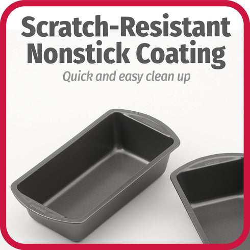 GoodCook Set of 2 Medium 8" x 4" Nonstick Steel Bread Loaf Pans, Gray (4244)...