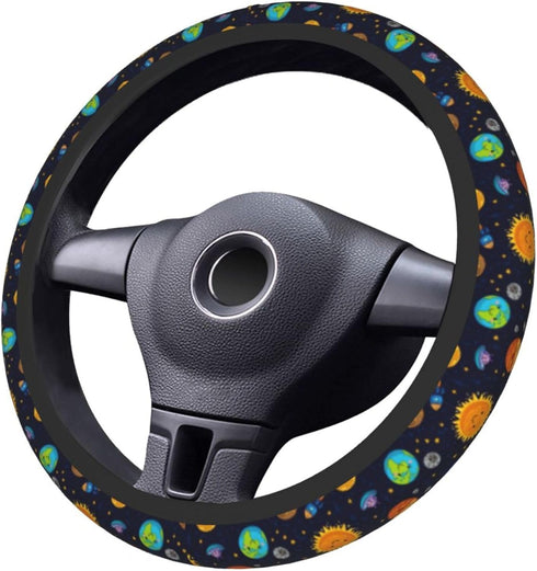 Steering Wheel Cover for Women Men Colorful Cartoon Space Planets Neoprene Steering Wheel Protector Universal Fit Most Car Sedans SUVs - 15 Inch...