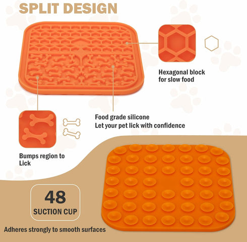 Lick Mat for Dogs Slow Feeder Licking Mat Anxiety Relief Lick Pad with Suction Cups for Peanut Butter Food Treats Yogurt, Pets Bathing Grooming Tr...