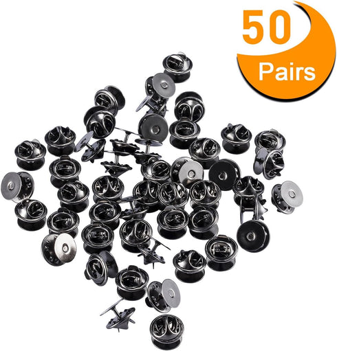 Canomo 50 Pairs Butterfly Clutch Tie Tacks Pin Backs with 10mm Blank Pins(Black)...