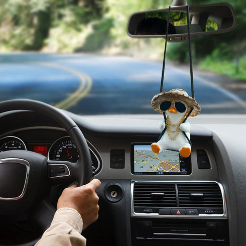 2PCS Cool Swing Duck Car Pendant Swing Duck Car Hanging Ornament Decoration Interior Rearview Mirror Accessories (Style F)...