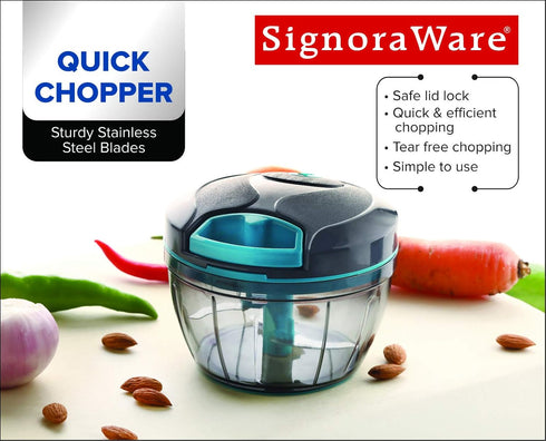 SIGNORAWARE Manual Food Processor, Vegetable Chopper -Easy Pull Hand String- Portable Stainless Steel Hand Food Chopper, Cutter, Garlic Mincer, On...