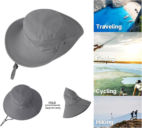 ZOORON Sun Hats for Men Women, Wide Brim Bucket Hat UV Protection Foldable Boonie Hat for Fishing Hiking Garden Safari Beach...