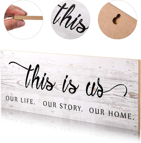 Jetec This Is Us Wall Sign Wooden Family Wall Plaques Inspiration Sign Farmhouse Entryway Rustic Plaques Art with Quotes for Living Room Bedroom C...