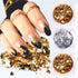Holographic Gold Silver Nail Foil Glitter Flakes 3D Sparkly Aluminum Foil Flake Mirror Powder Nail Art Supplies Irregular Foil Glitter Chip Nail D...