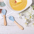 Silicone Baby Fork and Spoon Set, 1pc Silicone Fork 1pc Silicone Baby Spoon Self Feeding 6+ Months Wooden Handle Baby Led Weaning Spoon Utensils f...
