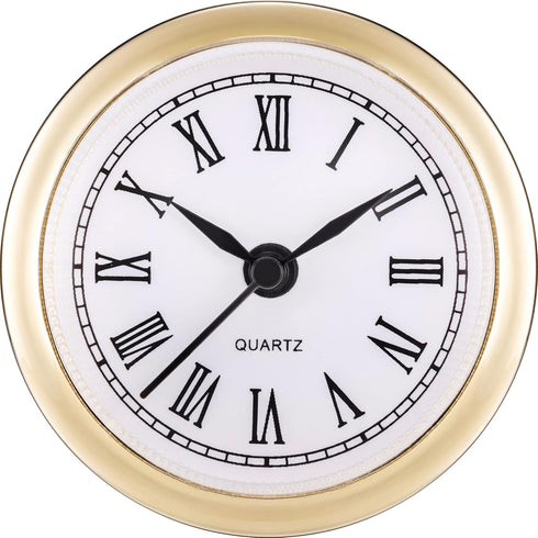 Hicarer 2. 4 Inch (61 Mm) Mini Quartz Clock Insert Round Clocks Head Insert Roman Number Replacement Movement White Face (Gold Trim)...