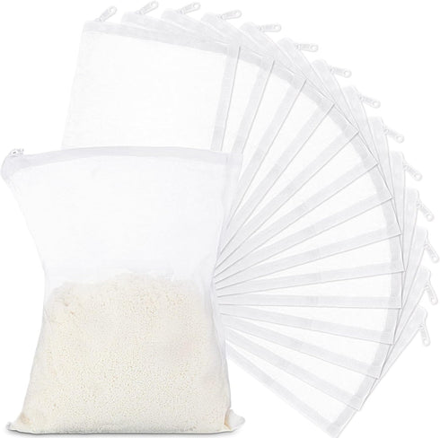 Geiserailie 15 Pieces Aquarium Filter Media Bags 150 ?m Fine Filter Bags Mesh Reusable Bags with Zipper for Activated Carbon Resins Filter (Nylon,...