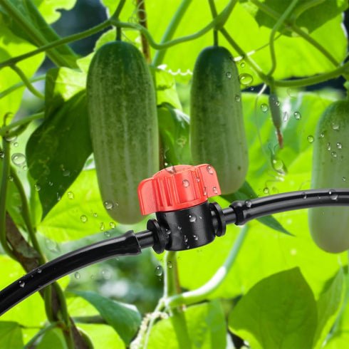 50 Pcs 1/4 Inch Barbed Shut Off Valve Drip Irrigation Tubing Coupling Valve Universal Drip Irrigation Valve for 1/4" Tubing Greenhouses Flowers Be...