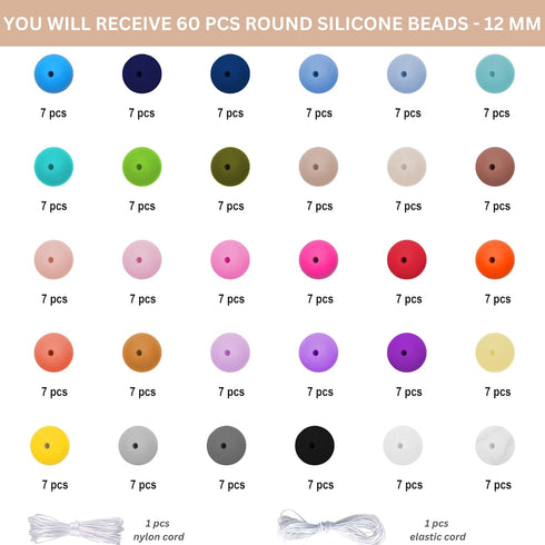 210Pcs Silicone Beads 12mm Silicone Beads for Keychain Making Bulk 30 Colors Loose Round Rubber Beads for Pens Necklace Bracelet Making Kit Jewelr...