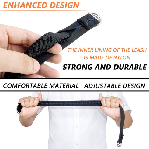 Baby Stroller Wheelchair Safety Wrist Strap or Large Dog Leash, Second Layer Security for Retractable Dog Leash, Black with Blue Stitching...