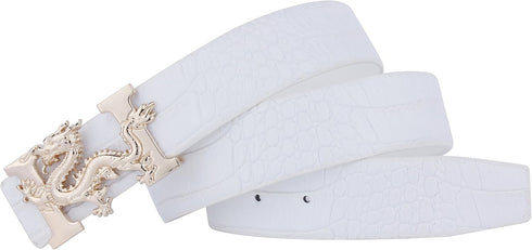 ALAKA Dragon Buckle Alligator Pattern Leather Mens Belt…...