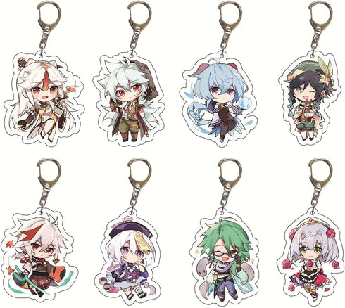 SUREHOME Genshin Impact Keychain set,29 Pack Acrylic Genshin Impact Figure Keychain Cute Feature Design Keyring Exquisite Anime Keychains Genshin ...