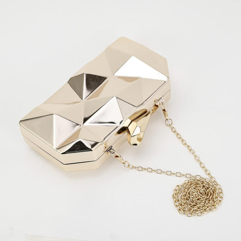 Evening Geometric Handbags Crossbody bags for Women Metal Clutch Purses for Parties Wedding with Chain...