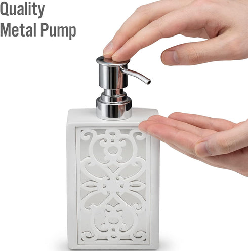 Creative Scents Mirror Janette White Hand Soap Dispenser for Bathroom - Mirrored Bathroom soap Dispenser for Countertop - Decorative Lotion Dispen...