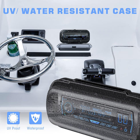 Water Resistant Marine Radio Cover - Boat Stereo Splash Guard Housing - Marine Stereo Waterproof Case for Universal Single DIN Media Receiver...