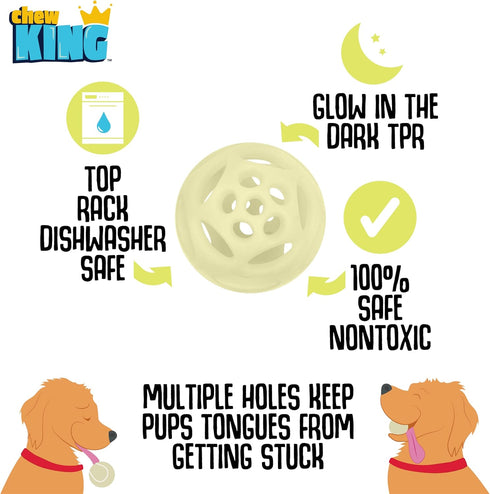 Chew King Glowing Fetch Ball, Dog Ball Toys, Medium 2-Pack Lattice...