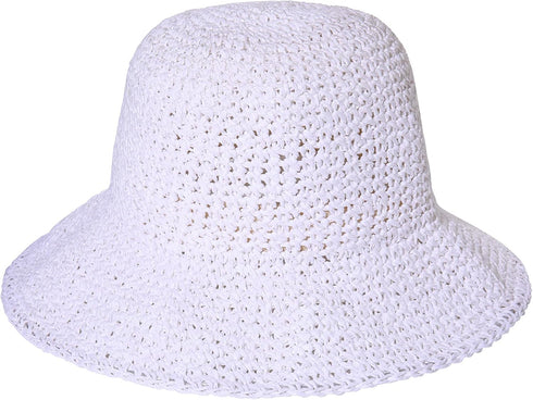 Womens Straw Hat Wide Brim Crotchet Straw Bucket Sun Hat Packable Floppy Beach Hats for Women Summer Travel Accessories...