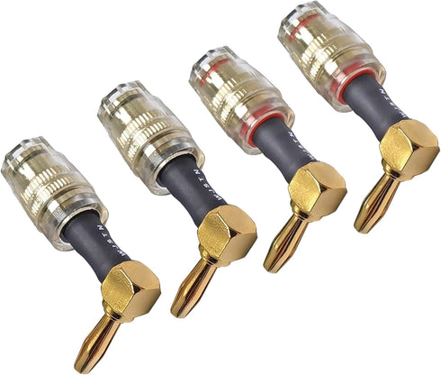Right Angle Banana Plugs to 4mm Female Banana Jack Speaker Audio Adapter for Spring Loaded Terminals Amplifier Speaker Sound Systems 4Pack (Right ...