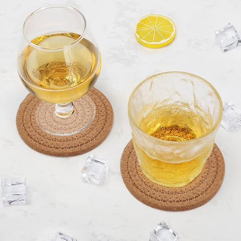 ABenkle Woven Coasters for Drinks Set of 6, Boho Absorbent Drinking Coaster, 4.3 Inch - Perfect Housewarming Gift, Home Decor, Bar Essentials for ...
