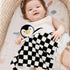 Baby Lovey Blanket for Boys Girls Super Soft Checkerboard Gingham with Minky Dot Fabric Backing Penguin Stuffed Animal Lovely Snuggle Toy Black 14...