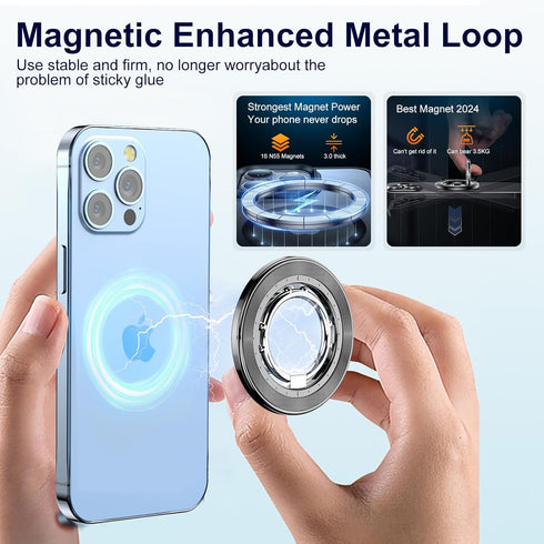Magnetic Phone Ring Holder for iPhone, 2 in 1 Removable Magnetic Desk Phone Stand Compatible iPhone 15 14 13 12 Series,Samsung, Google,Magnetic Ac...