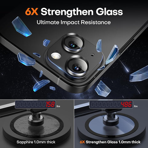 2 Pack Camera Lens Protector for iPhone 15/iPhone 15 Plus/iPhone 14/iPhone 14 Plus, Aluminum Alloy Tempered Glass Camera Cover Screen, Anti-drop, ...