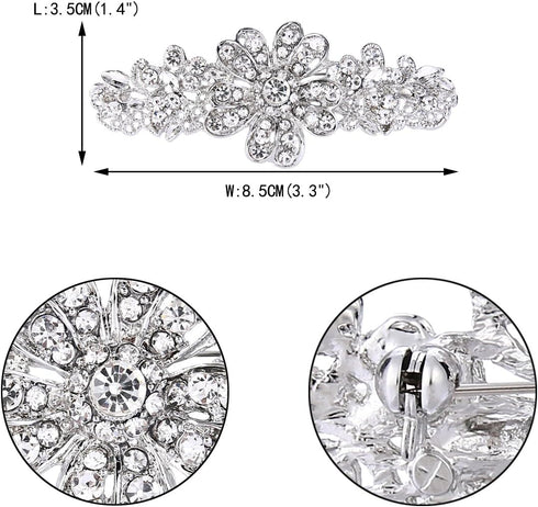 EVER FAITH Bridal Daisy Flower Brooch Clear Austrian Crystal Silver-Tone...
