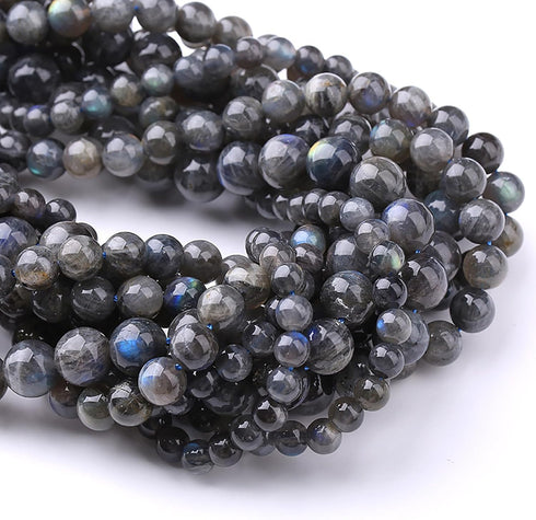 6MM 60PCS Natural Labradorite Gemstone Energy Crystal Healing Power Spacer Loose Beads for Jewelry Making DIY Bracelet 15 Inches 1 Strand A Grade...