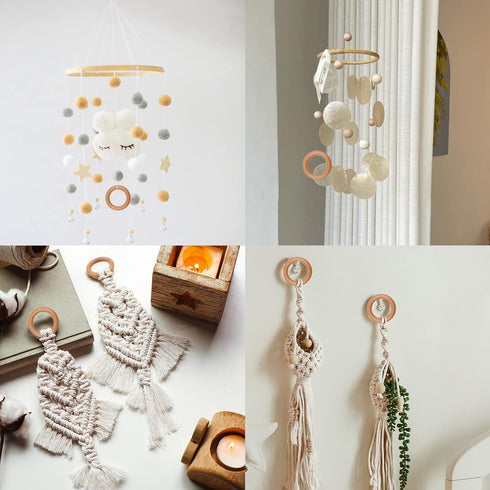 BronaGrand 20 Pieces Wooden Rings Solid Wood Circle Rings Smooth Wooden Round Connectors for DIY Crafts Jewelry Making Handmade Decor(55mm/2.1inch...